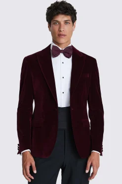 Slim Fit Burgundy Velvet Jacket