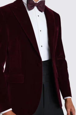 Slim Fit Burgundy Velvet Jacket