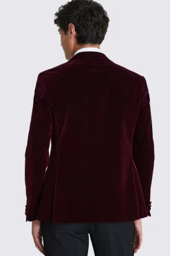 Slim Fit Burgundy Velvet Jacket