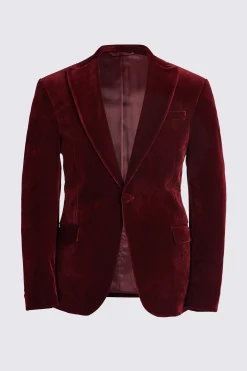 Slim Fit Burgundy Velvet Jacket
