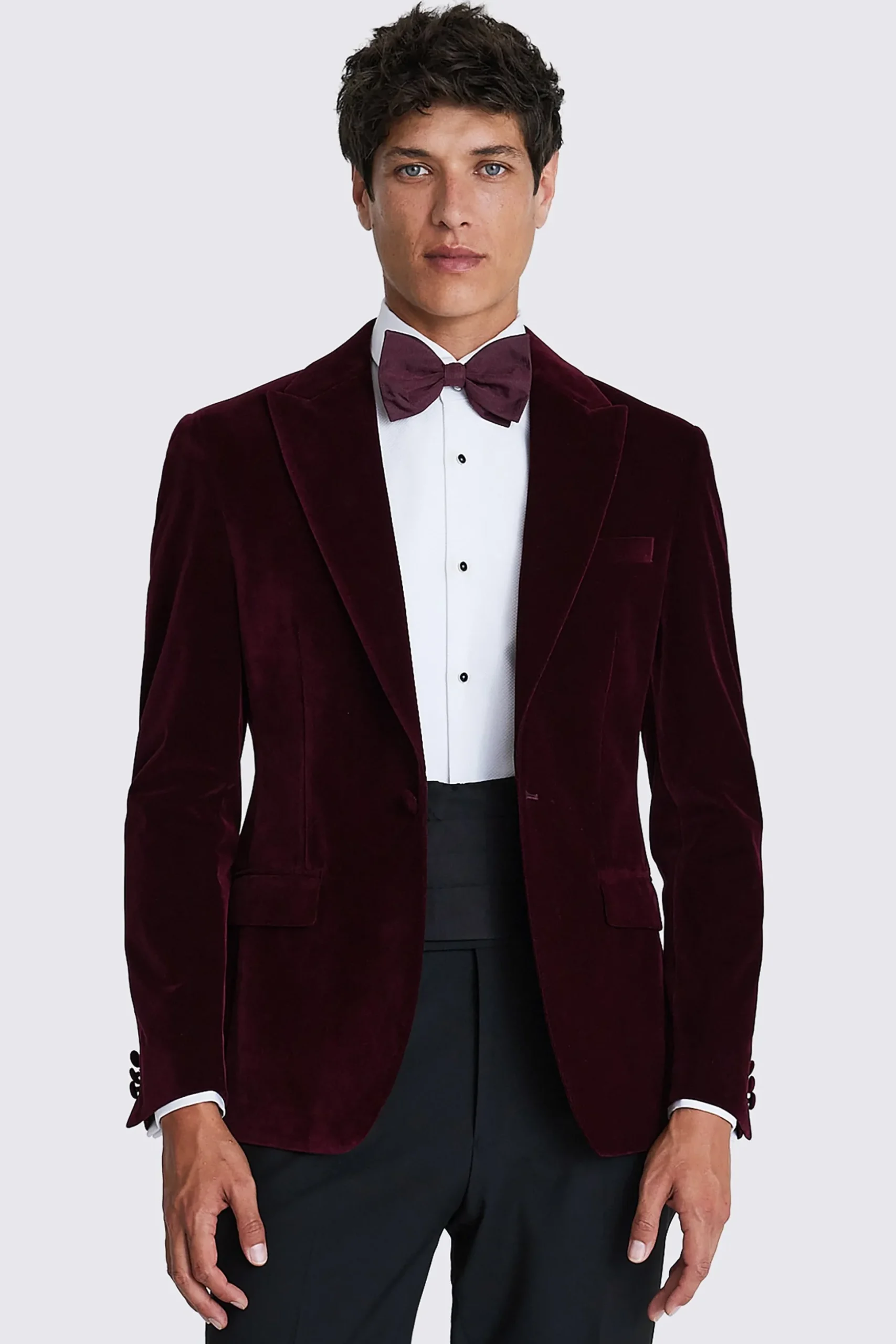 Slim Fit Burgundy Velvet Jacket