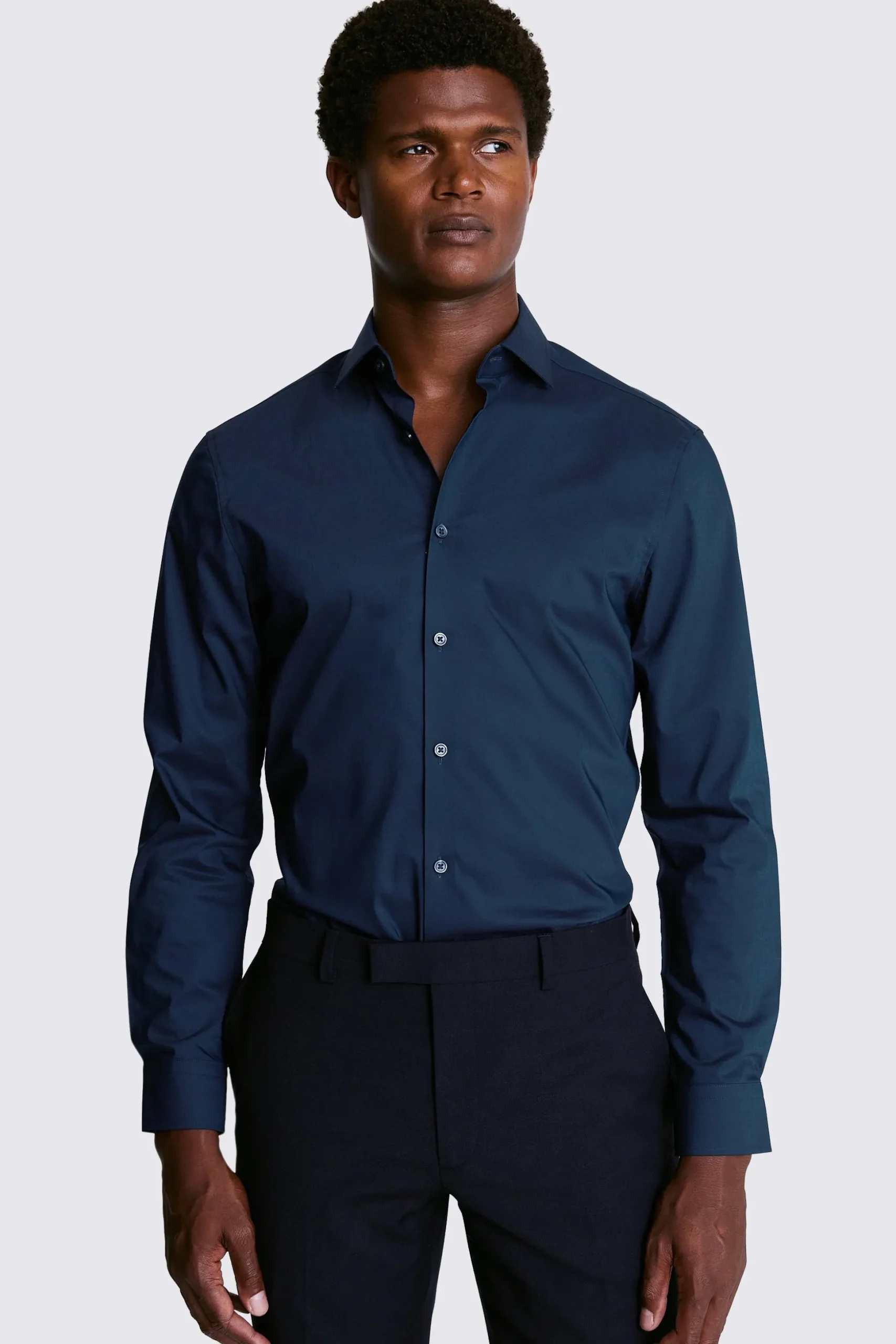 Slim Fit Dark Blue Stretch Shirt
