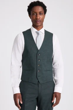 Slim Fit Dark Green Puppy Tooth Waistcoat