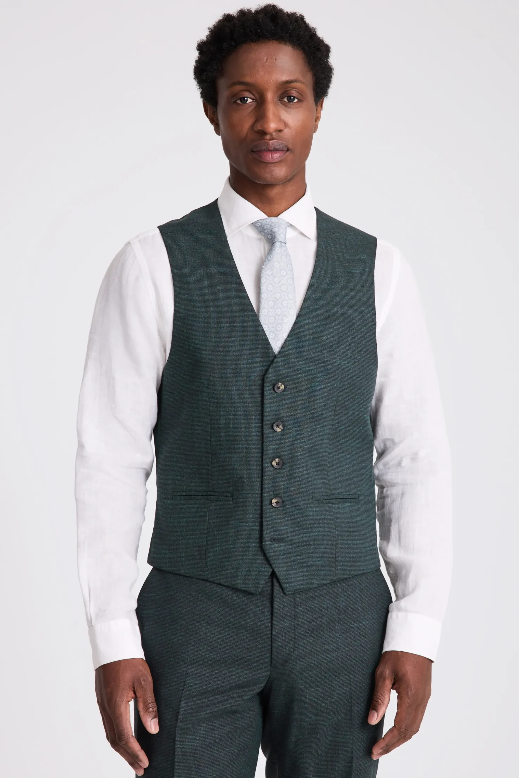 Slim Fit Dark Green Puppy Tooth Waistcoat