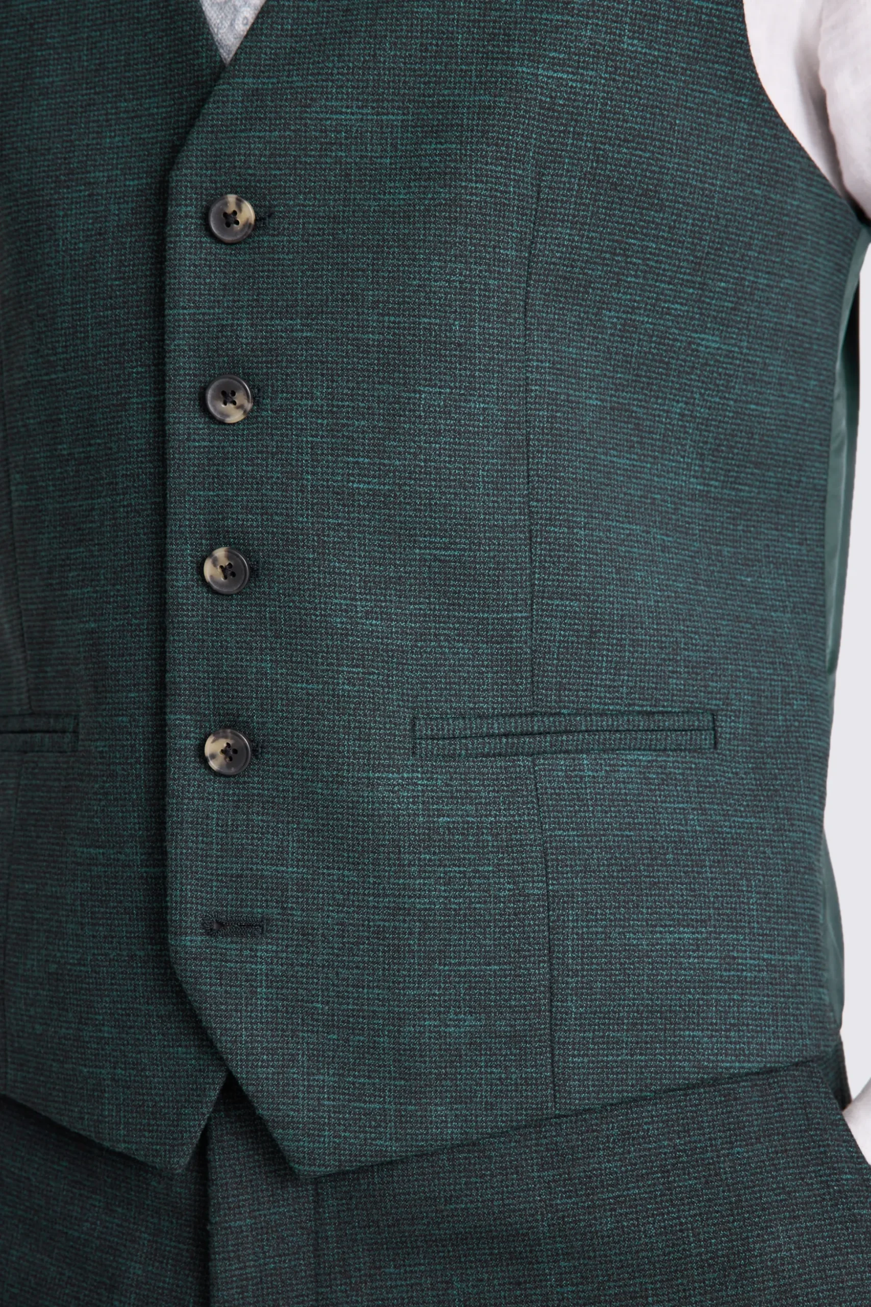 Slim Fit Dark Green Puppy Tooth Waistcoat