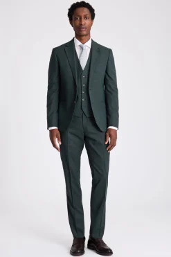 Slim Fit Dark Green Puppytooth Suit