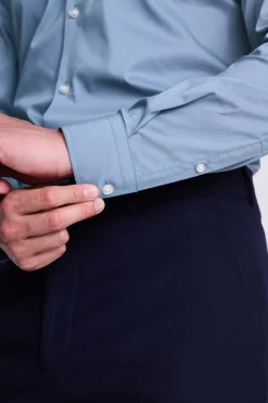 Slim Fit Mid Blue Stretch Shirt