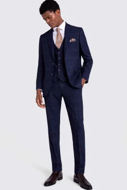 Slim Fit Navy Black Check Suit