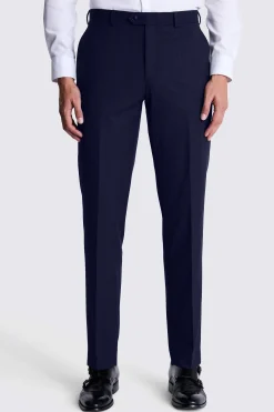 Slim Fit Navy Blue Check Trousers