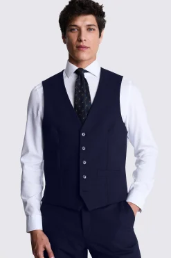 Slim Fit Navy Check Waistcoat