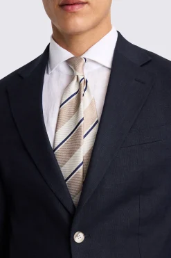 Slim Fit Navy Matte Linen Suit