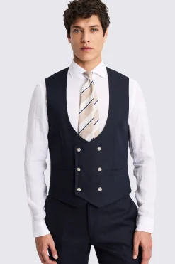 Slim Fit Navy Matte Linen Suit