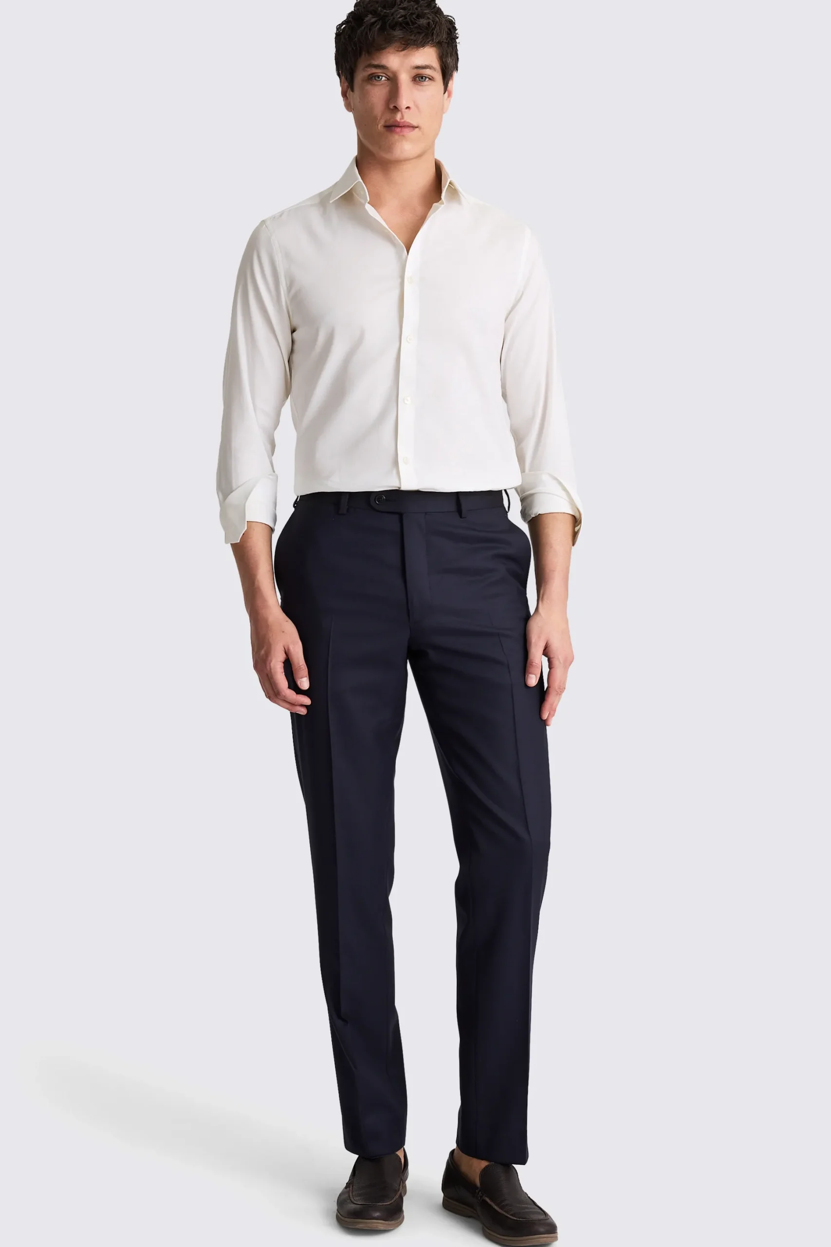 Slim Fit Off White Dobby Stretch Shirt