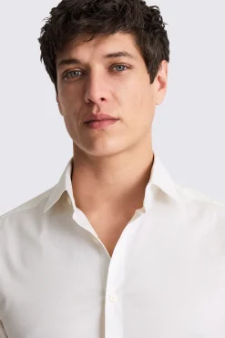 Slim Fit Off White Dobby Stretch Shirt