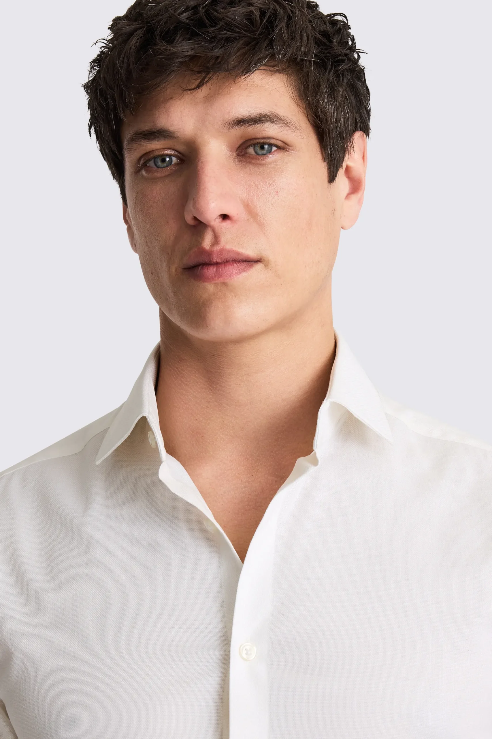 Slim Fit Off White Dobby Stretch Shirt