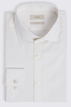 Slim Fit Off White Dobby Stretch Shirt