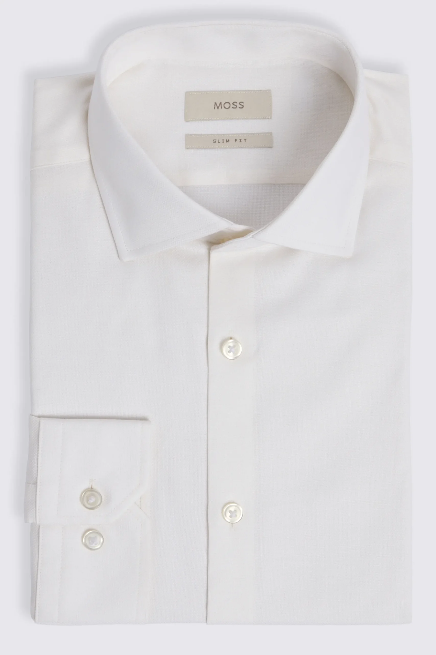 Slim Fit Off White Dobby Stretch Shirt