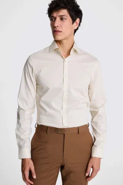 Slim Fit Off White Stretch Shirt