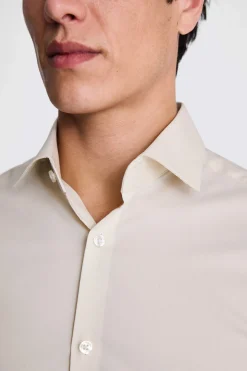 Slim Fit Off White Stretch Shirt