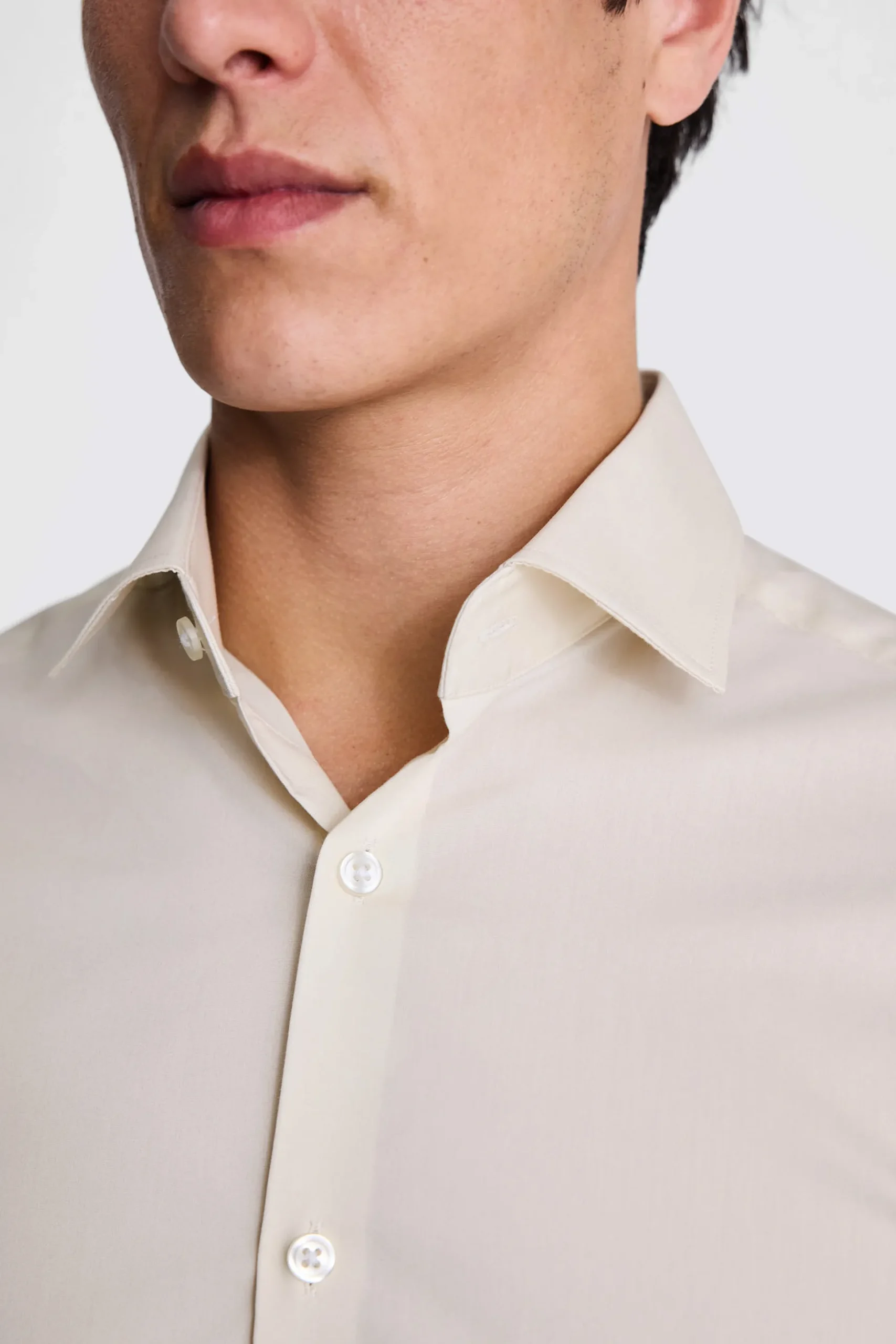 Slim Fit Off White Stretch Shirt