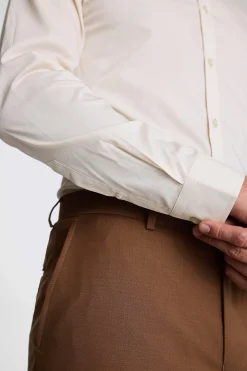 Slim Fit Off White Stretch Shirt