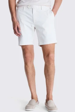 Slim Fit Off White Stretch Chino Shorts