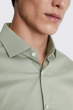 Slim Fit Sage Green Stretch Shirt