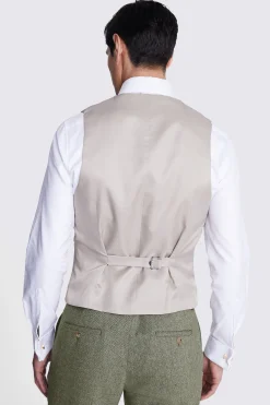 Slim Fit Sage Herringbone Tweed Waistcoat