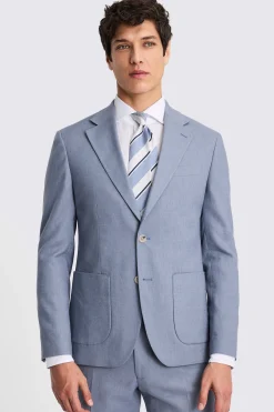Slim Fit Steel Blue Matte Linen Suit