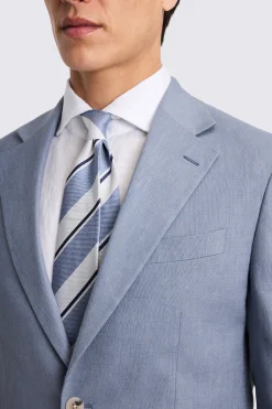 Slim Fit Steel Blue Matte Linen Suit