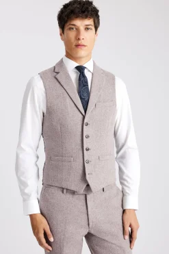 Slim Fit Stone Donegal Waistcoat