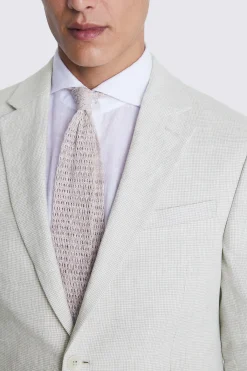 Slim Fit Stone Puppytooth Linen Suit