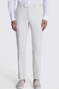 Slim Fit Stone Puppytooth Linen Suit