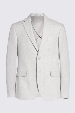 Slim Fit Stone Puppytooth Linen Suit