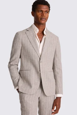Slim Fit Taupe Stripe Suit