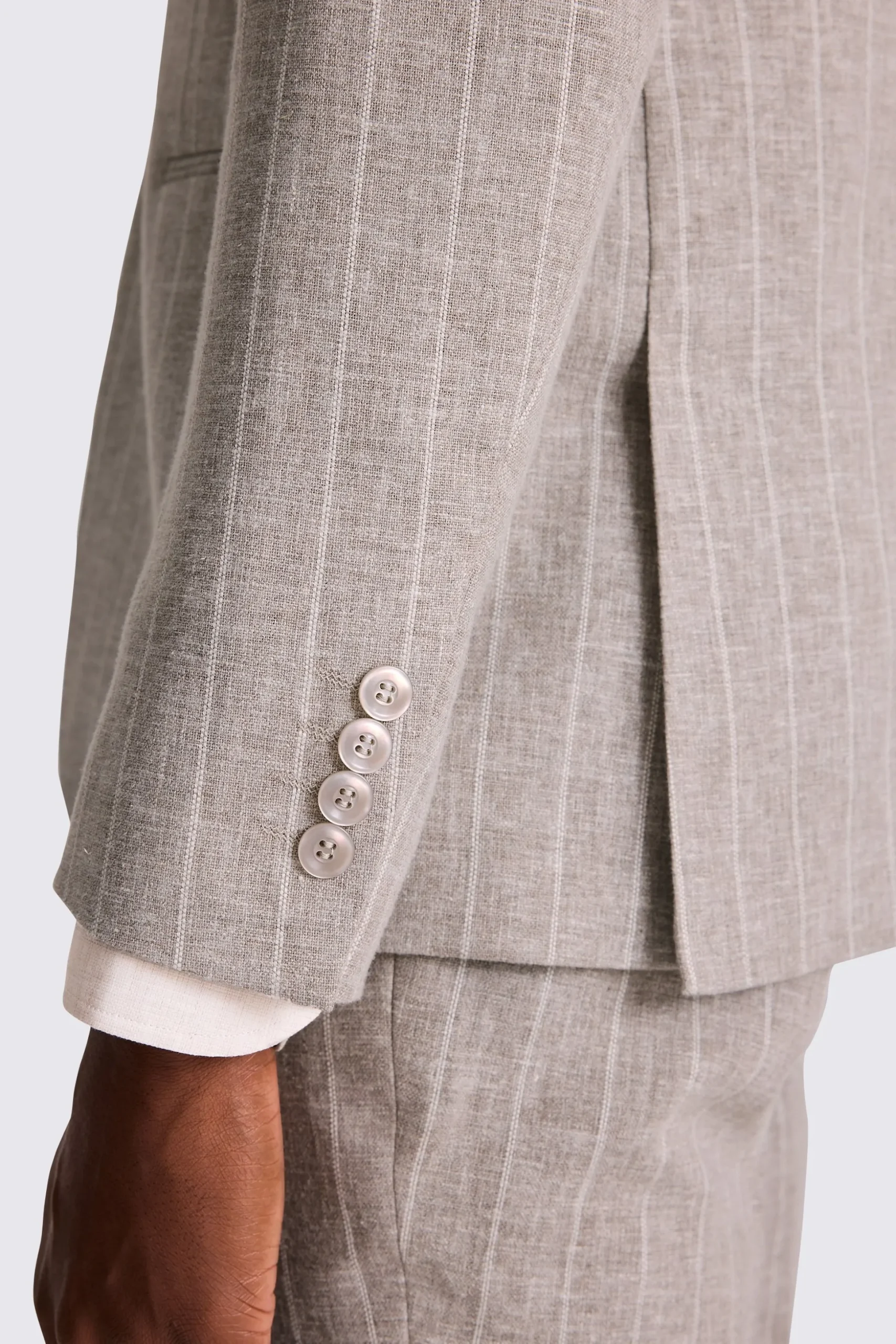 Slim Fit Taupe Stripe Suit