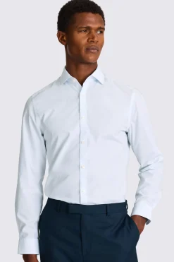Slim Fit White and Sky Stripe Non-Iron Shirt