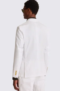 Slim Fit White Cotton Suit