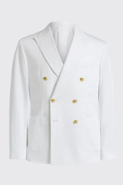 Slim Fit White Cotton Suit