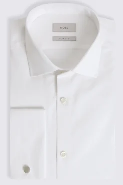 Slim Fit White Honeycomb Dobby Shirt