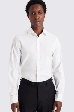Slim Fit White Honeycomb Dobby Shirt