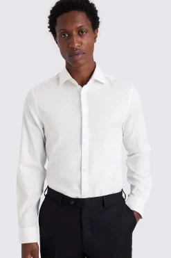 Slim Fit White Textured Shirt