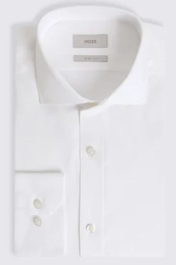 Slim Fit White Textured Shirt