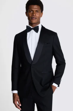 Tailored Fit Black Linen Shawl Tuxedo Jacket