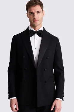 Tailored Fit Black Linen Tuxedo Jacket
