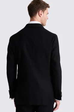 Tailored Fit Black Linen Tuxedo Jacket
