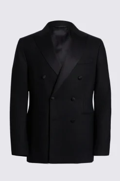 Tailored Fit Black Linen Tuxedo Jacket