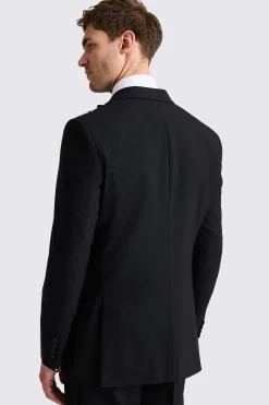 Tailored Fit Black Peak Lapel Wool Tuxedo Jacket