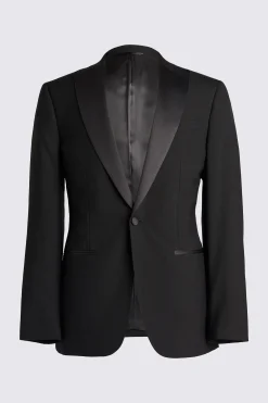 Tailored Fit Black Peak Lapel Wool Tuxedo Jacket