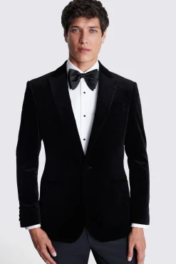 Tailored Fit Black Velvet Jacket